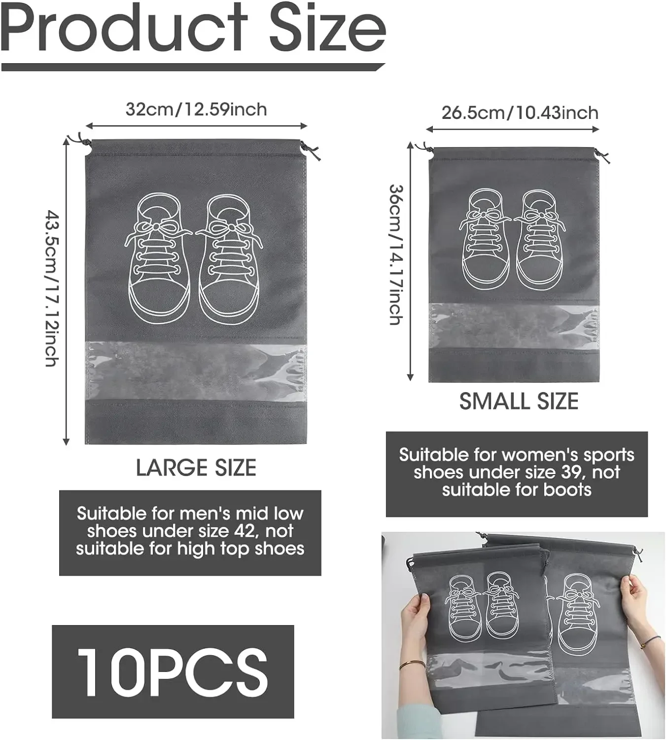 10PCS 부직포 신발 보관 가방, 방진 가방, 휴대용 - Shoe Bag Dust 리뷰 및 가격