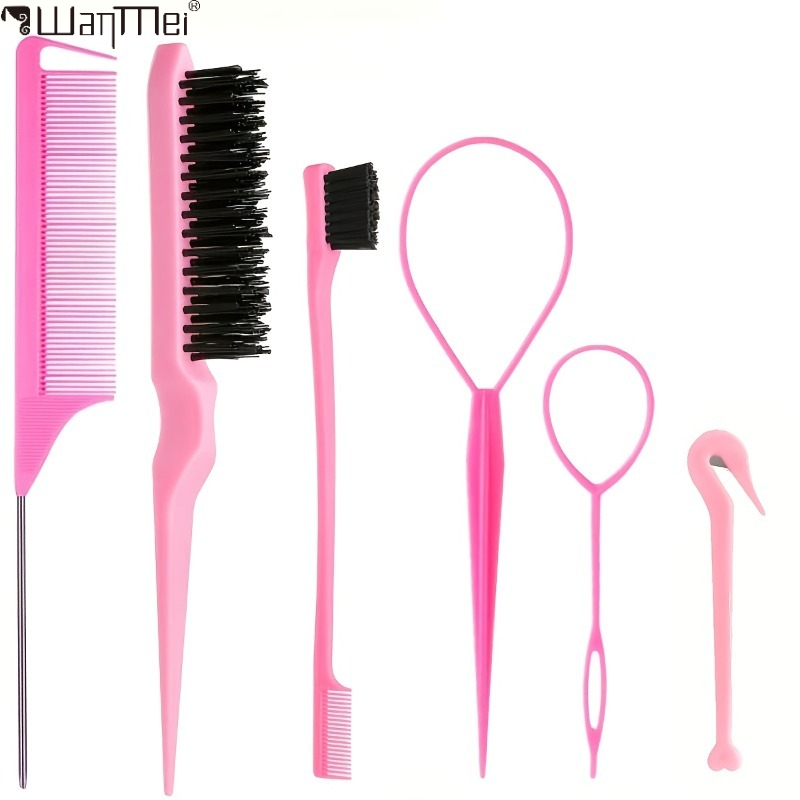 6종 전문 헤어 스타일링 도구 세트 - 랫테일 빗, 브 - Brush Bristle Set 리뷰 및 가격